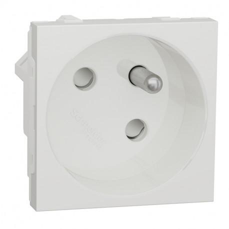 Prise de courant 2P+T Unica - 45° - 16A - Blanc antimicrobien