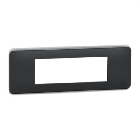 Plaque Unica Pro - Anthracite avec liseré transparent - 6 modules - 1 poste