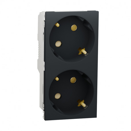 Double prise de courant 2P+T Unica - Standard Allemand - 45° - 16A - Anthracite