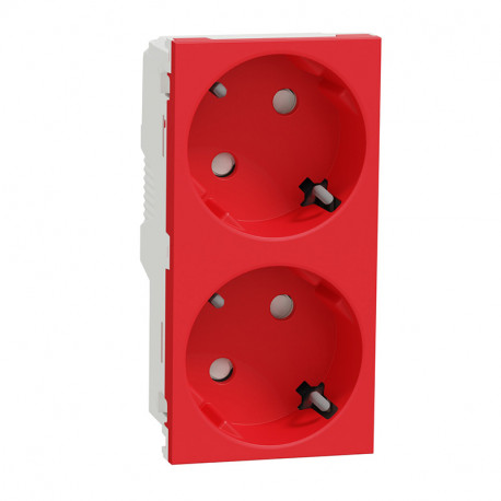 Double prise de courant 2P+T Unica - Standard Allemand - 45° - 16A - Rouge
