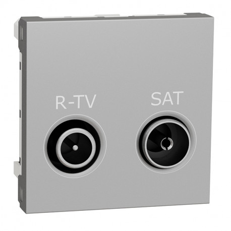 Prise R-TV/SAT Unica - 2 modules - Alu