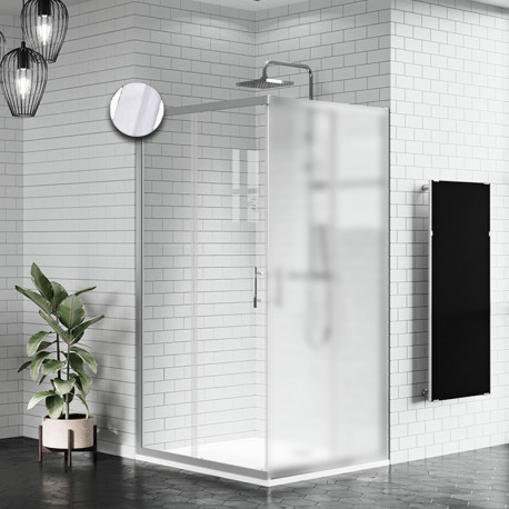 Paroi de douche coulissante 77↔80 Zephyros A Novellini - Blanc - 1 côté - Transparent