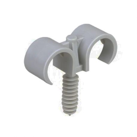 Clips ”parapluie” double avec cheville pour tubes IRL ou ICTA - 2 x Ø20 mm - Gris