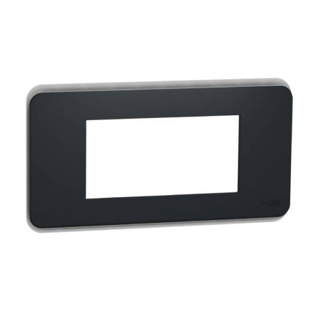 Plaque Unica Pro - Anthracite avec liseré transparent - 4 modules - 1 poste