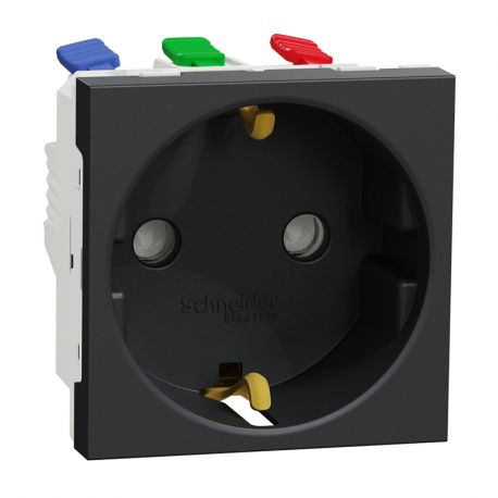 Prise de courant 2P+T Unica - Standard Allemand - 90° - 16A - Anthracite