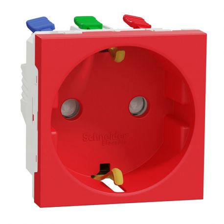 Prise de courant 2P+T Unica - Standard Allemand - 90° - 16A - Rouge