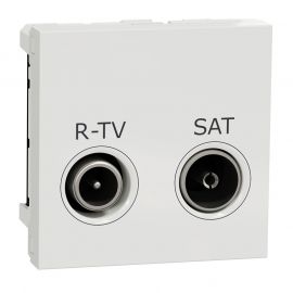Prise R-TV/SAT Unica - 2 modules - Blanc