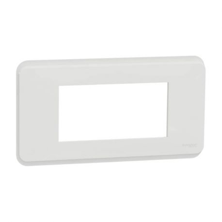 Plaque Unica Pro - Blanc antimicrobien - Liseré blanc - 4 modules - 1 poste
