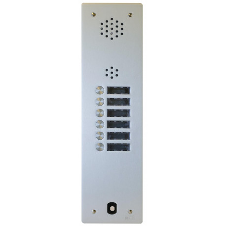 Platine de rue audio 1 rangée 6 boutons Urmet - Système 2Voice - Aluminium