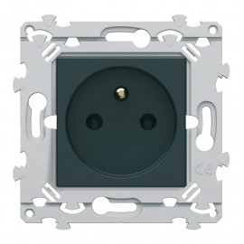 Prise électrique 2P+T sans vis Essensya Hager - Anthracite - 16A - 250V - Sans plaque
