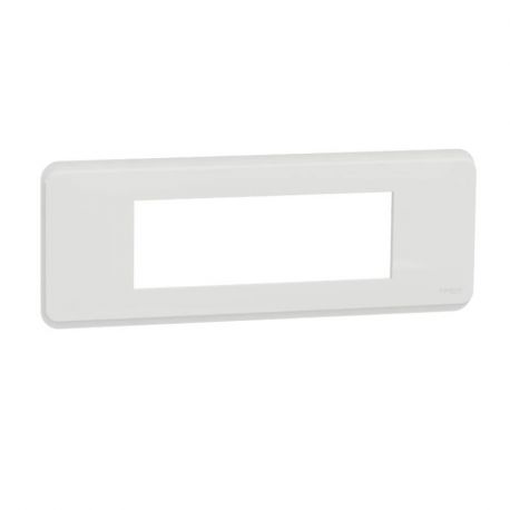 Plaque Unica Pro - Blanc antimicrobien - Liseré blanc - 6 modules - 1 poste
