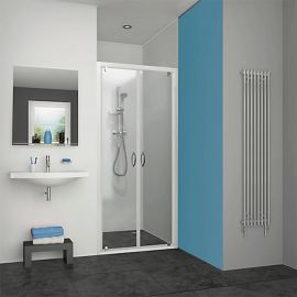 Porte de douche Pyra Aquance - 775↔807 - 2 battants - Blanc - Verre transparent