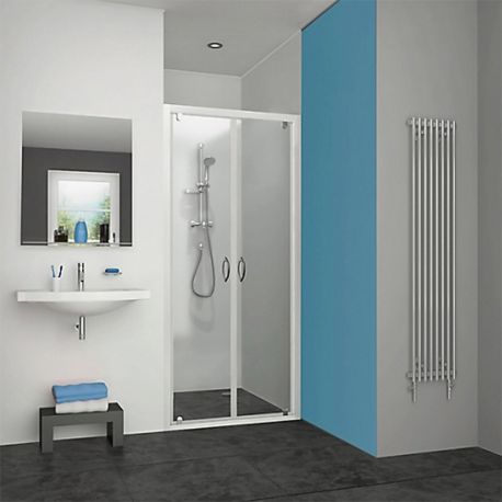 Porte de douche Pyra Aquance - 775↔807 - 2 battants - Blanc - Verre transparent