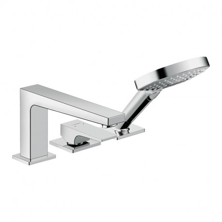 Robinetterie baignoire mitigeur Hansgrohe Metropol - 3 trous - poignée manette - Sur bord de baignoire