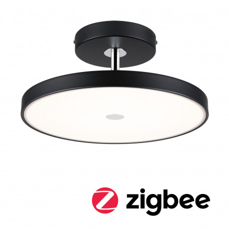 Plafonnier LED Hildor 2700K 2000lm 230V 25W gradable Noir mat, Chrome - Paulmann