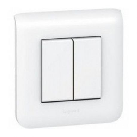 Double bouton-poussoir complet Mosaïc - Blanc