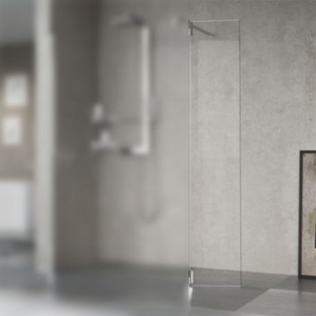 Volet mobile pour paroi de douche - Giada H Novellini - 195 x 37 cm - Transparent - Chromé