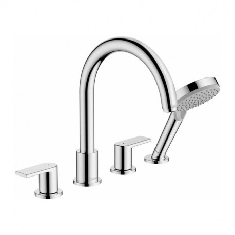 Robinetterie baignoire mélangeur Hansgrohe Vernis Shape - 4 trous - Sur bord de baignoire
