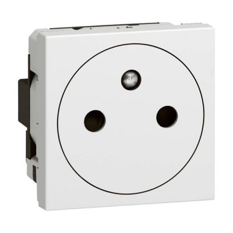 Prise Prog Mosaic - 2P+T à puits affleurant - blanc antimicrobien
