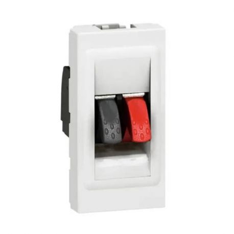 Prise haut-parleur Programme Mosaic 1 module - bornier 4mm² - blanc