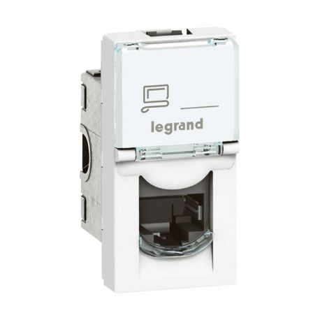 Prise Mosaic RJ45 1 module catégorie 6A - STP - blanc - LCS²