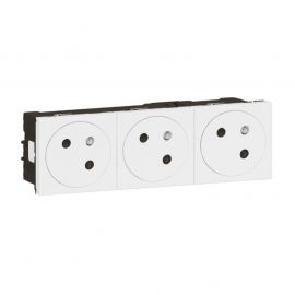Triple prise 2P+T Mosaic Link surface - 45° - Blanc