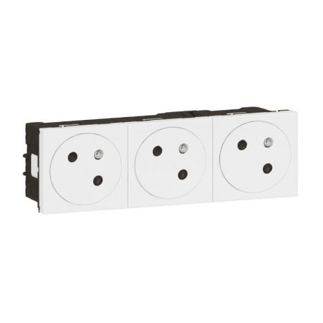 Triple prise 2P+T Mosaic Link surface - 45° - Blanc