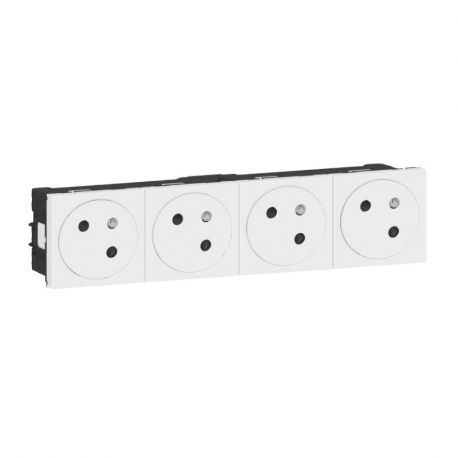Quadruple prise 2P+T Mosaic Link surface - 45° - Blanc