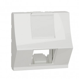 Prise Unica inclinée pour 1 RJ45 Keystone/Systimax Schneider Electric - 2 modules - Blanc - Mécanisme seul