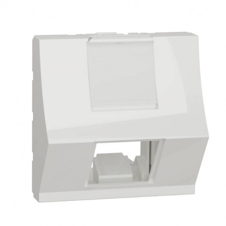 Prise Unica inclinée pour 1 RJ45 Keystone/Systimax Schneider Electric - 2 modules - Blanc - Mécanisme seul