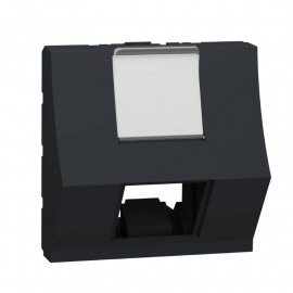 Prise Unica inclinée pour 1 RJ45 Keystone/Systimax Schneider Electric - 2 modules - Anthracite - Mécanisme seul