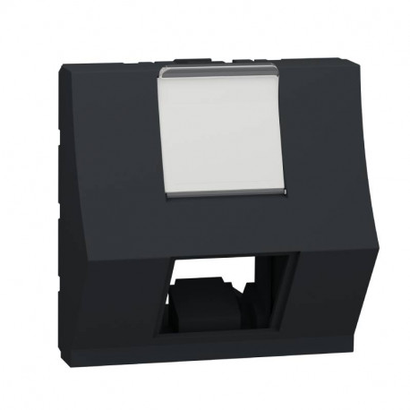 Prise Unica inclinée pour 1 RJ45 Keystone/Systimax Schneider Electric - 2 modules - Anthracite - Mécanisme seul