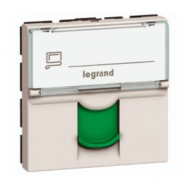 Prise Mosaic RJ45 Catégorie 6 - STP - Blanc avec volet vert