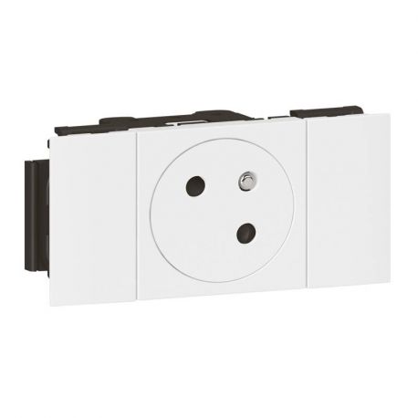 Prise 2P+T Mosaic surface - Pour goulotte - Clippage direct - Blanc