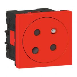 Prise 2P+T Mosaic Link surface - A détrompage - 45° - Rouge antimicrobien