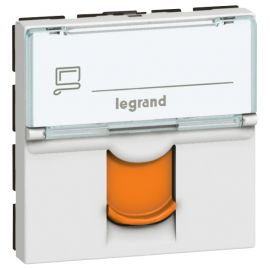 Mosaic prise RJ45 STP catégorie 6 - blanc avec volet orange STP