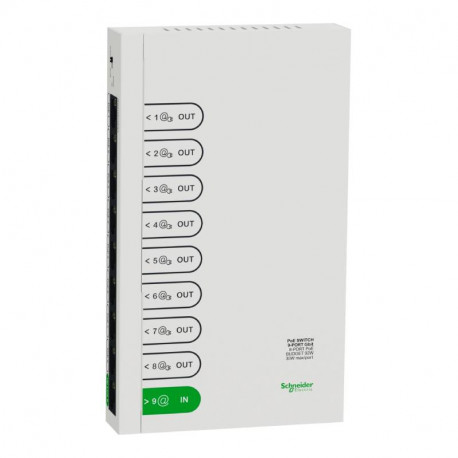 Commutateur Ethernet PoE Resi9 Schneider Electric - 8 ports de sortie POE 1Gbits - 92W - Blanc