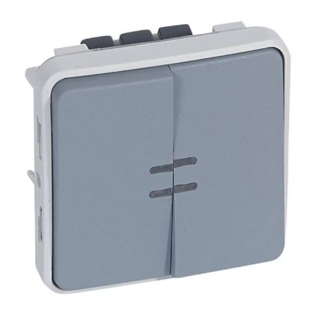 Va-et-vient et poussoir inverseur lumineux Plexo IP55 - Gris