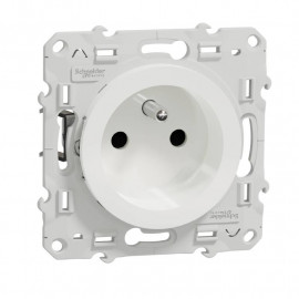 Lot de 40 prises de courant 2P+T Odace Schneider Electric - 16A - 4 connexions auto par pôle - Blanc