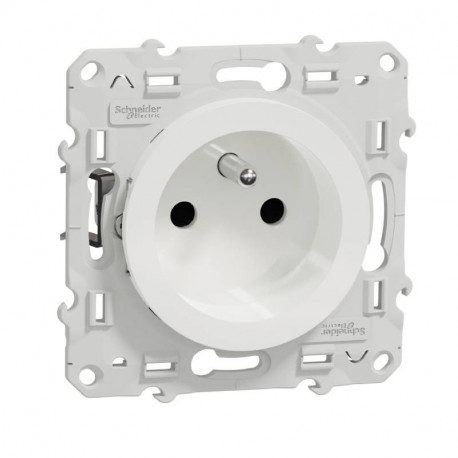 Lot de 40 prises de courant 2P+T Odace Schneider Electric - 16A - 4 connexions auto par pôle - Blanc