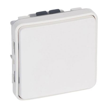 Lot de 5 poussoirs NO IP55 Plexo - Composable saillie ou encastré - Blanc antimicrobien