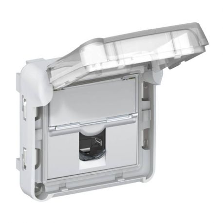 Prise RJ45 Plexo IP55 Catégorie 6 UTP - Composable saillie ou encastré - Gris 