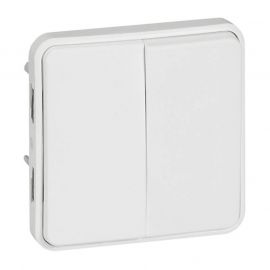 Double va et vient Plexo IP55 - Composable saillie ou encastré - Blanc antimicrobien