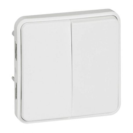 Double va et vient Plexo IP55 - Composable saillie ou encastré - Blanc antimicrobien