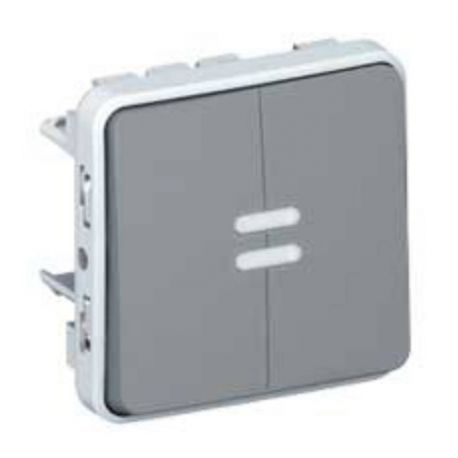 Double va et vient lumineux Plexo IP55 - Composable saillie ou encastré - Gris