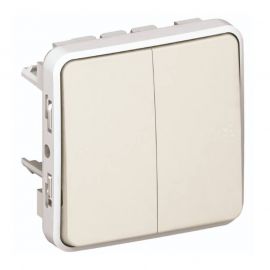 Double va et vient Plexo IP55 - Composable saillie ou encastré - Blanc