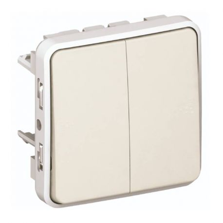 Double va et vient Plexo IP55 - Composable saillie ou encastré - Blanc