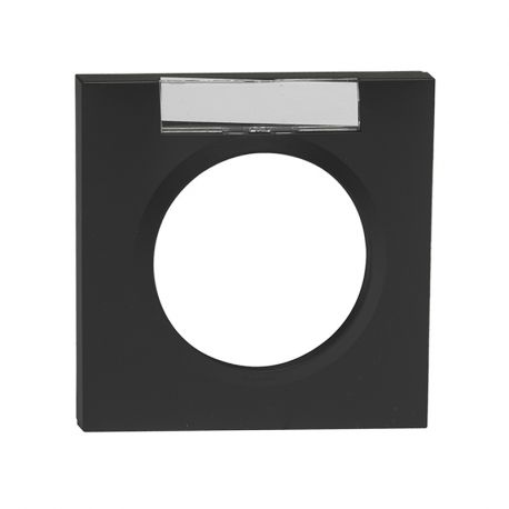 Plaque carrée Dooxie Legrand - 1 poste - Avec porte étiquette - Noir velours
