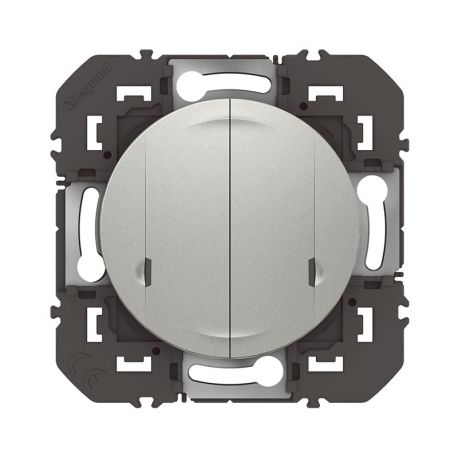 Interrupteur double connecté avec Neutre Dooxie with Netatmo Legrand - 2x250W - Alu - Sans plaque