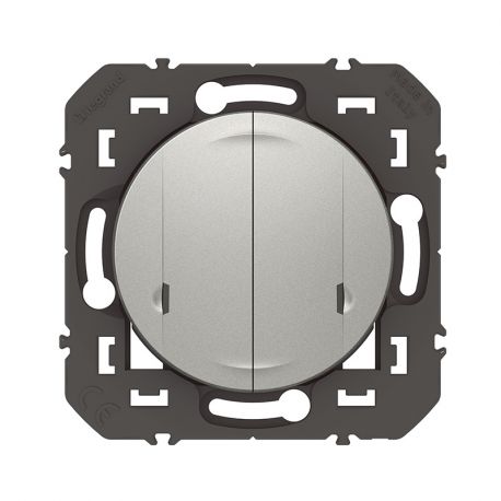 Commande double sans fil pour éclairage, prise connectée ou micromodule - Dooxie with Netatmo - Aluminium - Sans plaque